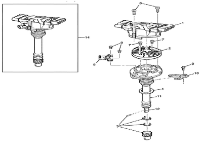 Engine Service Parts - Distributor Diagram and Parts List for 076168-00  Briggs and Stratton Generator